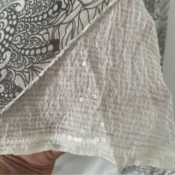 Viola Borghi Italy White Grey Floral Pattern Lined Silk Blouse - Picture 7 of 9